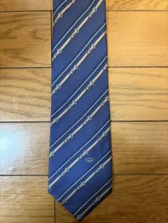 【美品】GUCCI グッチ ネクタイ ネイビー ベルト柄 シルク イタリア製