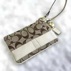 COACH コーチ ポーチ リストレット シグネチャー マルチケース ブラウン