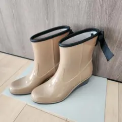 【ORiental TRaffic】美品 レインブーツ リボン ベージュのサムネイル