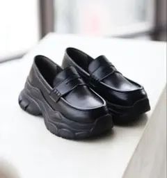 バレエコア　スニーカーローファー　厚底ブラックローファー24㎝（L）