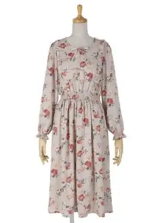 【最終掲載】フロントリボン花柄ワンピース/an another angelus