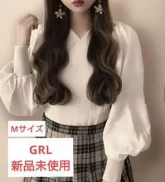 【新品未使用タグ付き】GRL袖切り替えカシュクールニットトップス(at1366)