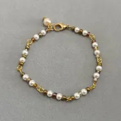 ビーズブレスレット ホワイト ゴールド パール