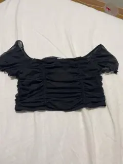 H&M ブラックメッシュオフショルダーシャツ