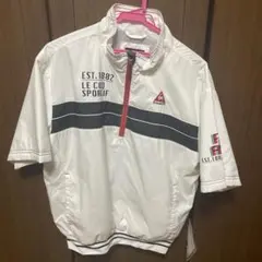 ルコック　ゴルフ　半袖ナイロンブルゾン　ハーフジップ　防寒　メンズ　M ホワイト