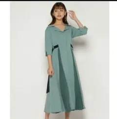 レディアゼル ワンピース 美品 Sサイズ バイカラー グリーン オフィス 参戦服