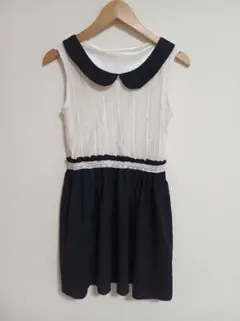 しまむら＊レースウエスト切り替え襟付きノースリーブワンピース＊レース＊M