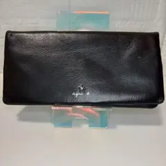 【美品】アニエスベー 長財布 スター スタッズ ロゴ レザー ブラック シルバーのサムネイル