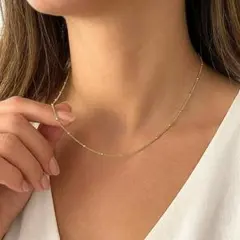 【ゴールド】ステンレス製 チェーンネックレス 細め 人気のドットチェーン 定番