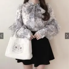 GRL 花柄シースルーボウタイブラウス フローラルSサイズ