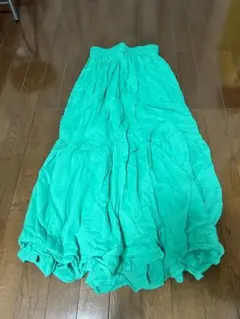 フレアロングスカート グリーン ONEサイズ