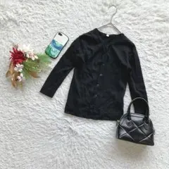 無印良品 カーディガン 長袖 ウール100 S シンプル 小さめ カジュアル 黒