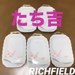 たち吉　リッチフィールド　デザート皿　5枚セット　白✖️金　ケーキ皿