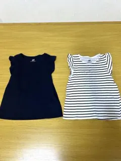 H&M 半袖 トップス 2枚セット 120cm 130cm 紺色　ボーダー