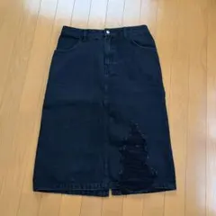 H&M デニムスカート　ダメージ　ブラック
