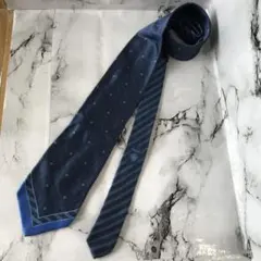 GIANNI VERSACE ネクタイ メデューサ総柄 ストライプ ネイビー