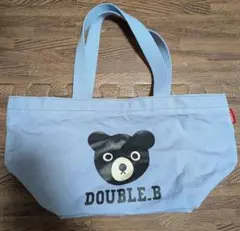 DOUBLE.B クマ顔トートバッグ ライトブルー