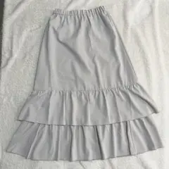 GU ティアードフレアスカート M オフホワイト ロングスカート 裏地付き