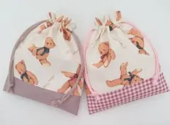 【KS-159】ハンドメイド 巾着袋 コップ袋 給食袋入園入学 くま