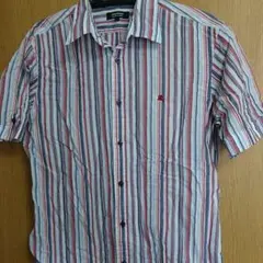 値下げ!バーバリーブラックレーベルの赤系ストライプシャツ、美品‼︎