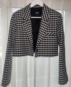 ZARA ギンガムチェック　クロップドジャケット