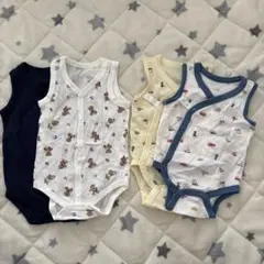 ✨お買得✨60~70cmノースリーブロンパース肌着4枚セット