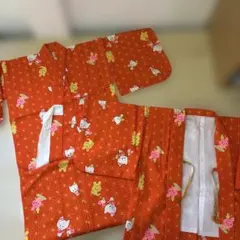 子供用 着物・羽織セット オレンジ キャラクター柄