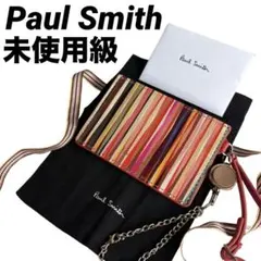 未使用級　ポールスミス　ID　カードケース　パスケース　リール式キーホルダー付き
