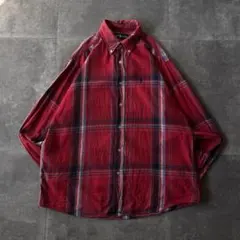 00s Ralph Lauren フランネルシャツ チェック 赤 L A640