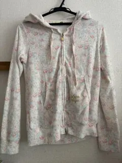 ジェラートピケ　花柄フード付きパーカーとショートパンツ ルームウェアセット