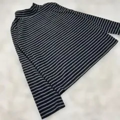 ストライプ ハイネック 長袖カットソー 160フリース暖かいインナーシンプル