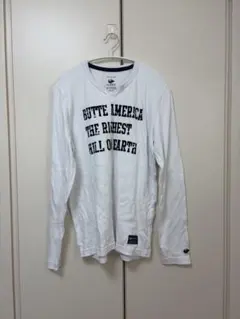 ホワイト M 長袖カットソー プリント入り