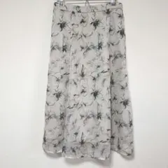 ​美品 インデックス 花柄 シアーフレアロングスカート L 洗濯機OK 上品のサムネイル
