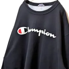 チャンピオンChampion ロゴ スウェットトレーナーブラック黒XL古着