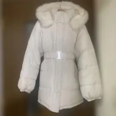 最安値☆GRLホワイトファーベルト付き中綿ダウンコート