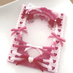 B8 トレカケースデコ　硬質ケースデコ　ピンク×白×赤①