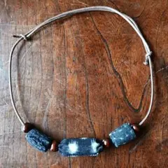 襤褸 古布 藍染 絣 アンティーク ネックレス チョーカー ハンドメイド