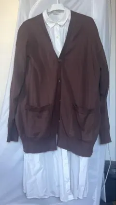 bulle de savonブラウン ニットカーディガン シャツセット