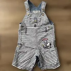 PEANUTSKIDS スヌーピー ストライプオーバーオール　80cm