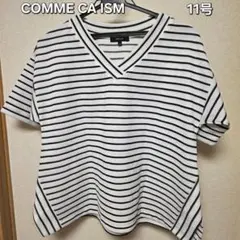 COMME CA ISM ボーダー Vネック 半袖カットソー 11号