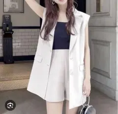 ベージュ バックスリットジレSサイズ GRL【kz72】