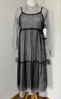 新品★SIMPLICITE チュールレイヤー キャミワンピース ブラック