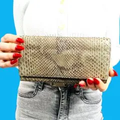 ノーブランド　パイソン　グレー系 長財布