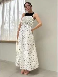 snidel タンクセットフリルワンピース ドット ホワイト