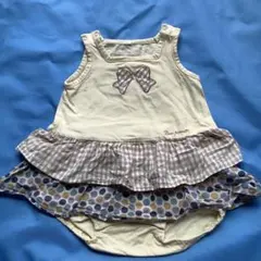 Pom ponette リボン刺繍ロンパース