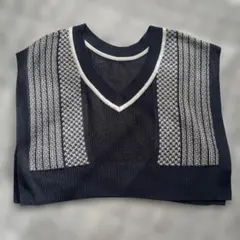 Discort Vネック ニットベストブラック