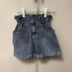 ハイウエスト デニムショートパンツ｜ウエストゴム｜ブルー