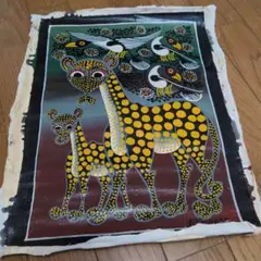 ●アフリカの絵画、ティンガティンガ、キリン、ピンク、Ally、40×50cm ○アフリカの絵画、ティンガティンガ、キリン、ピンク、Ally、40×50cm