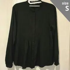 【UNIQLO】ユニクロ/レーヨンピンタックブラウス/ブラック(S)