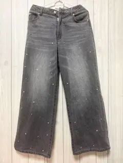 GRL グレイル キラキラストーンデニム ボトムス ジーンズ ブラック L